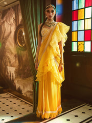Sanya Gulati-Mango Pre-Stitched Ruffled Saree Set-INDIASPOPUP.COM
