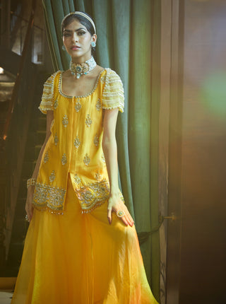 Sanya Gulati-Mango Short Kurta With Palazzo-INDIASPOPUP.COM