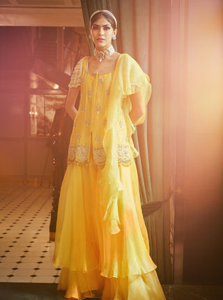 Sanya Gulati-Mango Short Kurta With Palazzo-INDIASPOPUP.COM