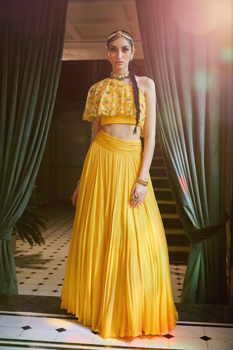 Sanya Gulati-Mango Crop Top And Skirt-INDIASPOPUP.COM