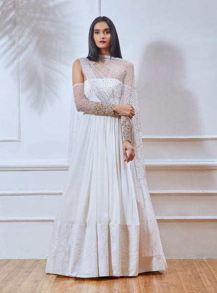 Off shoulder anarkali dress deals