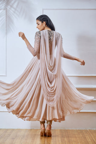 Shloka Khialani - Dusty Pink Embellished Anarkali - INDIASPOPUP.COM