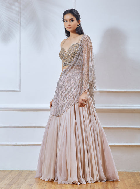 Shloka Khialani - Pink Jute Flower Lehenga - INDIASPOPUP.COM