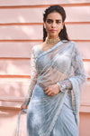 Mishru-Cloud Blue Embroidered Saree & Blouse-INDIASPOPUP.COM
