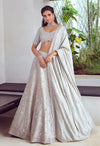 Mishru-Grey Embroidered Lehenga Set With Dupatta-INDIASPOPUP.COM