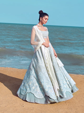 Mishru-Cloud Blue Lehenga Set With Dupatta-INDIASPOPUP.COM