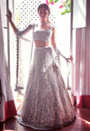 Mishru-Blue Embroidered Lehenga Set With Dupatta-INDIASPOPUP.COM