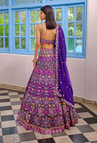 Aneesh Agarwaal-Purple Geometric Lehenga Set-INDIASPOPUP.COM