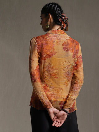 Ritu Kumar-Mustard Printed Shirt-INDIASPOPUP.COM