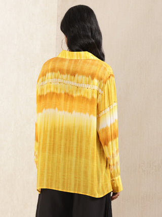 Ritu Kumar-Yellow Tie Dye Print Shirt-INDIASPOPUP.COM