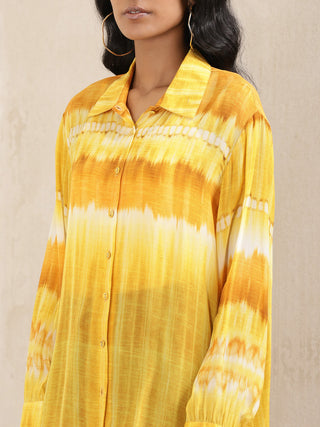 Ritu Kumar-Yellow Tie Dye Print Shirt-INDIASPOPUP.COM