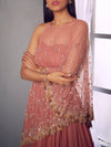 Shloka Khialani-Rose Pink Anarkali Gown With Cape-INDIASPOPUP.COM