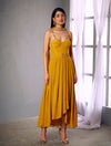 Shloka Khialani-Mustard Kurta With Pants & Ruffle Dupatta-INDIASPOPUP.COM
