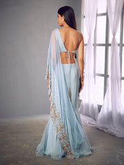 Shloka Khialani-Powder Blue Fish Tail Skirt With Blouse-INDIASPOPUP.COM