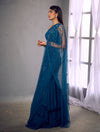 Shloka Khialani-Dark Blue Crop With Layered Skirt & Dupatta-INDIASPOPUP.COM