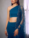 Shloka Khialani-Dark Blue Crop With Layered Skirt & Dupatta-INDIASPOPUP.COM