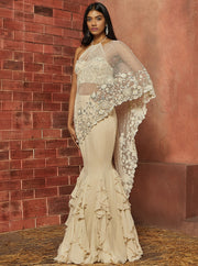 Shloka Khialani-Ivory Alaia Top With Ruffled Hem Skirt-INDIASPOPUP.COM