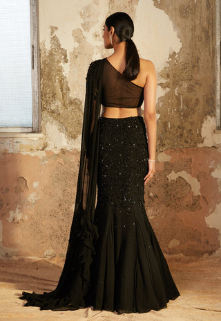 Shloka Khialani-Kate Black Fishtail Skirt With Blouse-INDIASPOPUP.COM