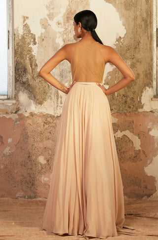 Shloka Khialani-Demi Beige Embellished Gown-INDIASPOPUP.COM