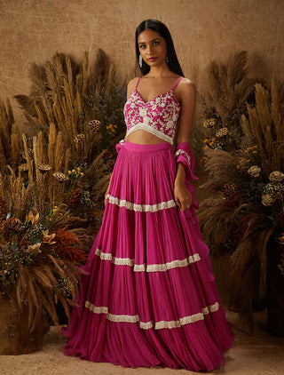 Shloka Khialani-Hot Pink Feya Gown With Dupatta-INDIASPOPUP.COM