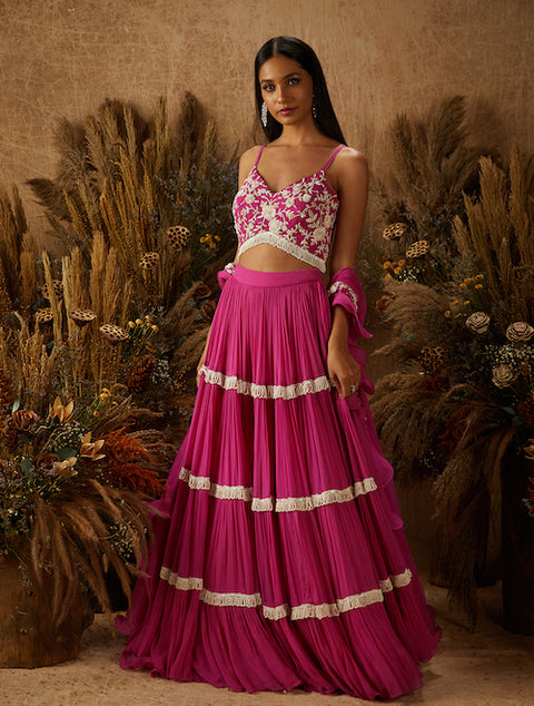 Shloka Khialani-Hot Pink Feya Gown With Dupatta-INDIASPOPUP.COM