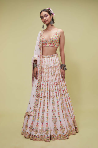 Tamanna Punjabi Kapoor-Light Pink Mirror Embellished Lehenga Set-INDIASPOPUP.COM
