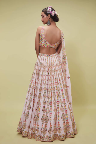 Tamanna Punjabi Kapoor-Light Pink Mirror Embellished Lehenga Set-INDIASPOPUP.COM