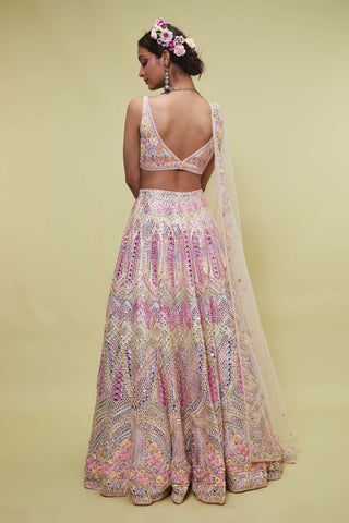 Tamanna Punjabi Kapoor-Peach Mirror Embellished Lehenga Set-INDIASPOPUP.COM