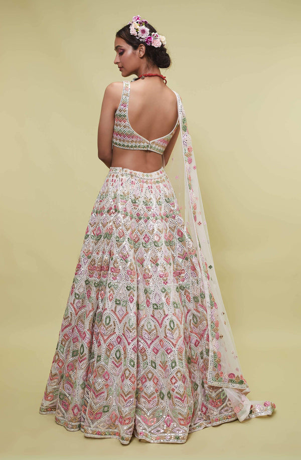 Tamanna Punjabi Kapoor-Ivory Mirror Embellished Lehenga Set-INDIASPOPUP.COM