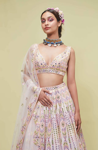 Tamanna Punjabi Kapoor-Blush Peach Mirror Embellished Lehenga Set-INDIASPOPUP.COM