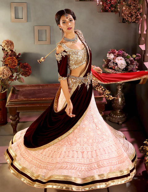 Buy Awesome Pink Embroidered Soft Net Wedding Wear Lehenga Choli - Zeel  Clothing