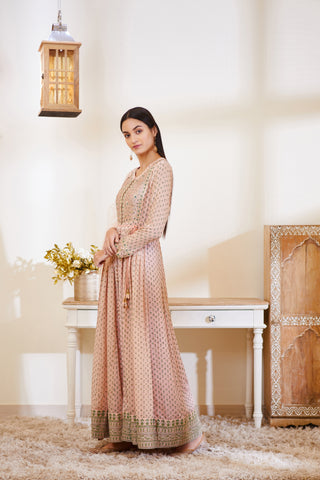 Shyam Narayan Prasad-Old Rose Pink Anarkali Set-INDIASPOPUP.COM