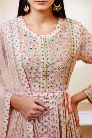 Shyam Narayan Prasad-Old Rose Pink Anarkali Set-INDIASPOPUP.COM