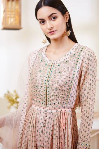 Shyam Narayan Prasad-Old Rose Pink Anarkali Set-INDIASPOPUP.COM