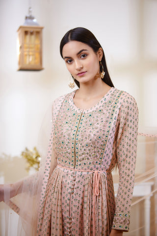 Shyam Narayan Prasad-Old Rose Pink Anarkali Set-INDIASPOPUP.COM