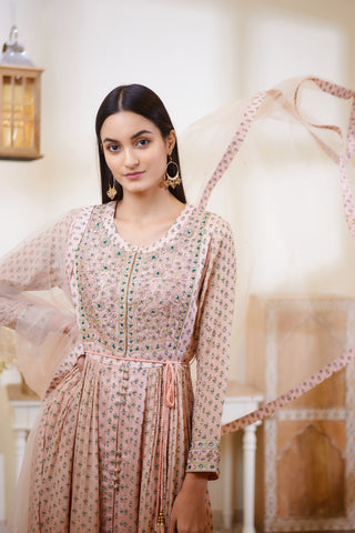 Shyam Narayan Prasad-Old Rose Pink Anarkali Set-INDIASPOPUP.COM