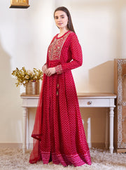 Shyam Narayan Prasad-Maroon Embroidered Anarkali Set-INDIASPOPUP.COM