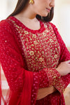 Shyam Narayan Prasad-Maroon Embroidered Anarkali Set-INDIASPOPUP.COM