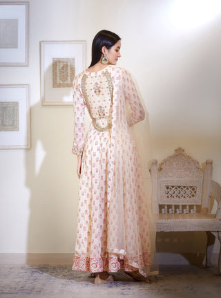 Shyam Narayan Prasad-Off White Embroidered Anarkali Set-INDIASPOPUP.COM