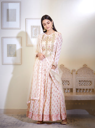 Shyam Narayan Prasad-Off White Embroidered Anarkali Set-INDIASPOPUP.COM