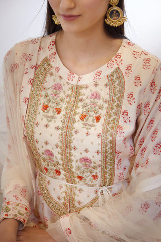 Shyam Narayan Prasad-Off White Embroidered Anarkali Set-INDIASPOPUP.COM