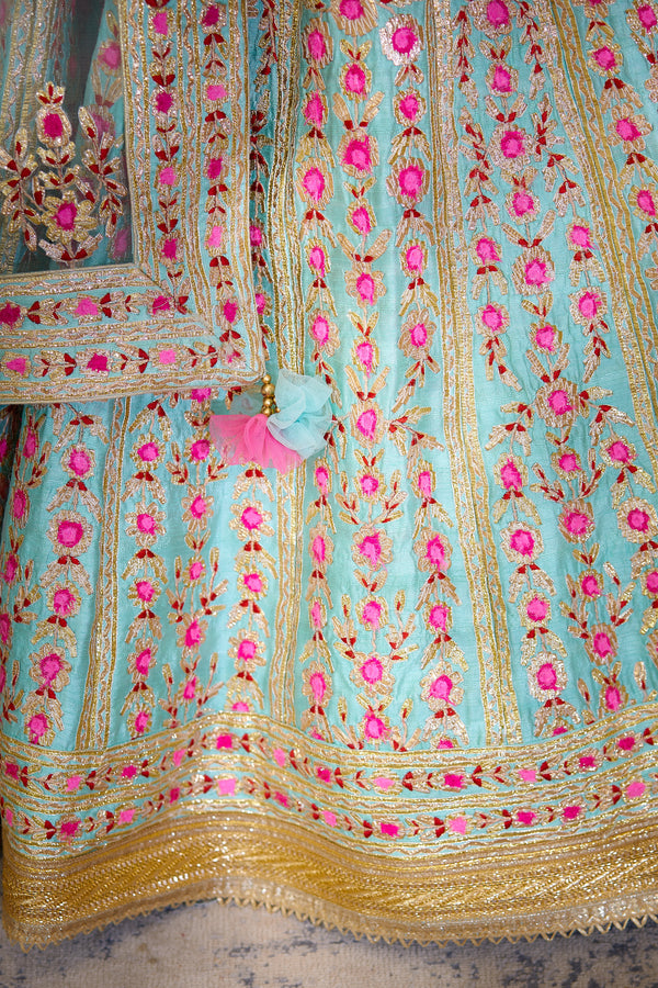 Shyam Narayan Prasad-Blue Embroidered Lehenga Set-INDIASPOPUP.COM