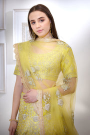 Shyam Narayan Prasad-Yellow Embroidered Lehenga Set-INDIASPOPUP.COM