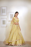 Shyam Narayan Prasad-Light Yellow Embroidered Lehenga Set-INDIASPOPUP.COM