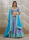 Shyam Narayan Prasad-Light Blue Embroidered Lehenga Set-INDIASPOPUP.COM