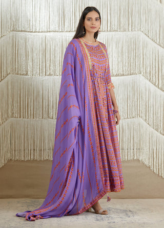 Shyam Narayan Prasad-Purple Embroidered Anarkali Set-INDIASPOPUP.COM