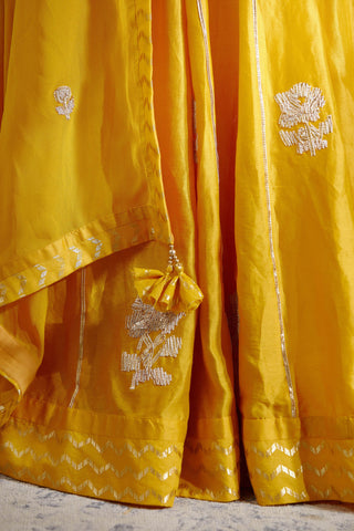 Shyam Narayan Prasad-Mustard Embroidered Sharara Set-INDIASPOPUP.COM