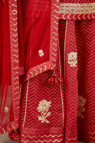 Shyam Narayan Prasad-Red Maroon Embroidered Sharara Set-INDIASPOPUP.COM