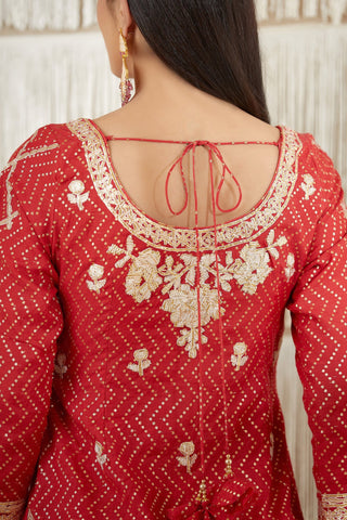 Shyam Narayan Prasad-Red Maroon Embroidered Sharara Set-INDIASPOPUP.COM