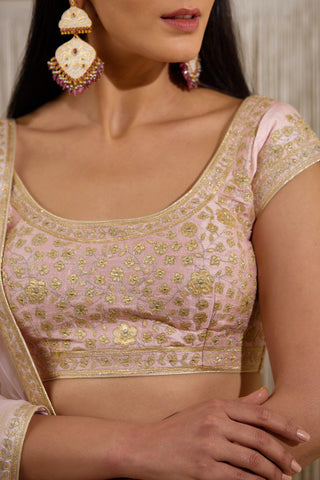 Shyam Narayan Prasad-Light Pink Embroidered Lehenga Set-INDIASPOPUP.COM